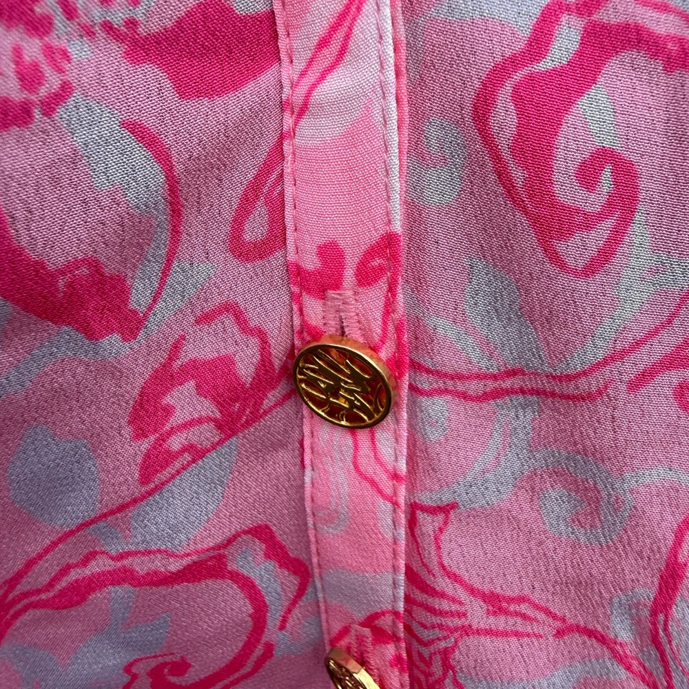 Lilly Pulitzer 100% Silk Elsa Top | Pink Floral | Size Large NWOT - Picture 2 of 4